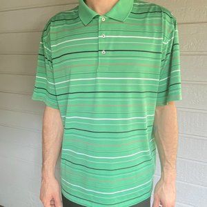 PING Men’s Golf Polo Shirt Performance Dynamics Green Striped Size XL